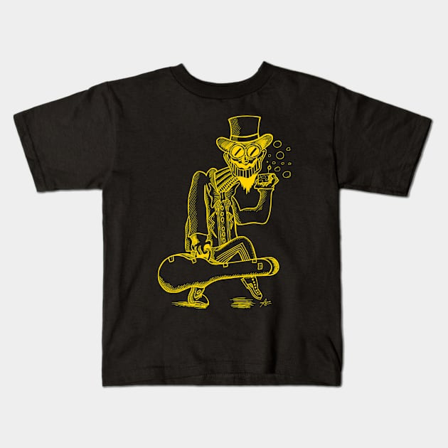 FRIZZLE FRIED - YELLOW INK Kids T-Shirt by Paranoia Prints